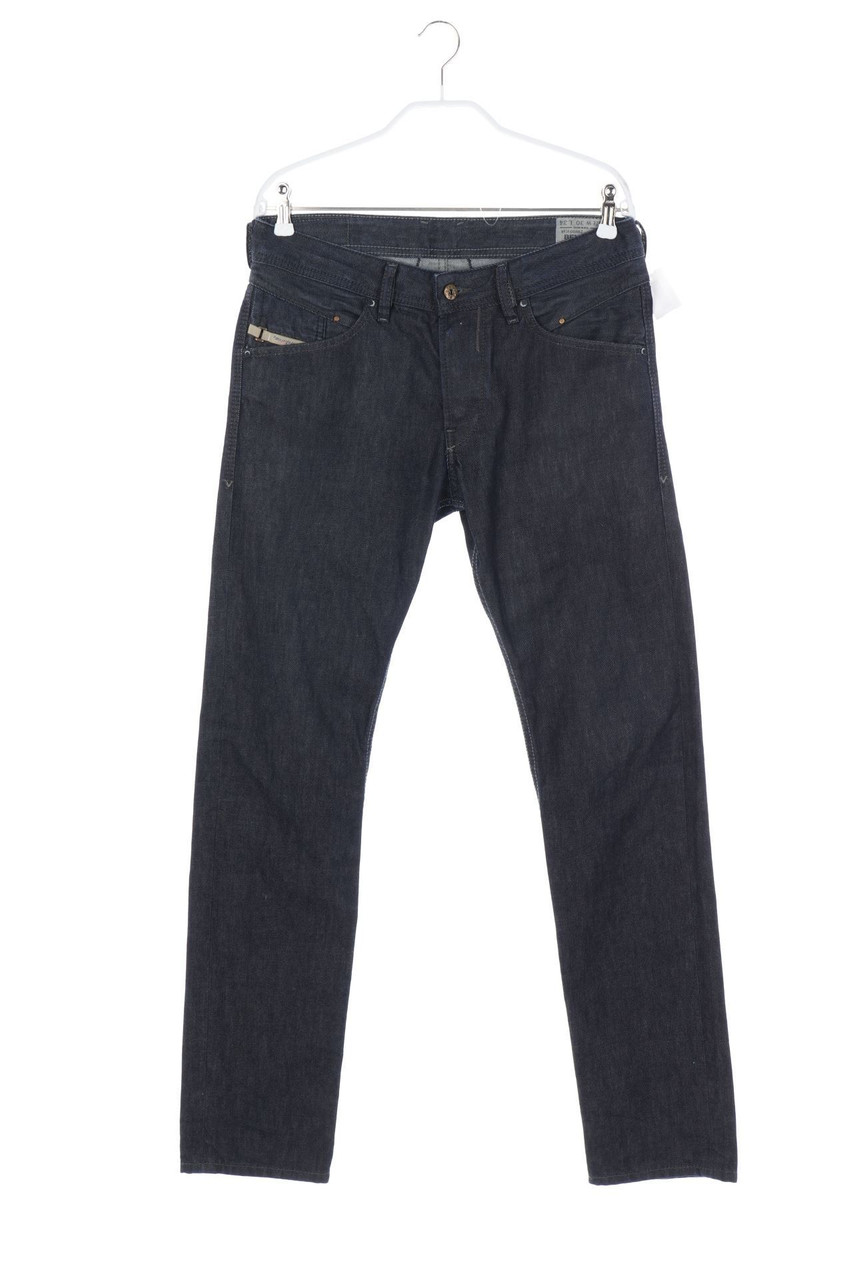 DIESEL - Raw Denim Slim-Jeans mit Leder-Details - W30