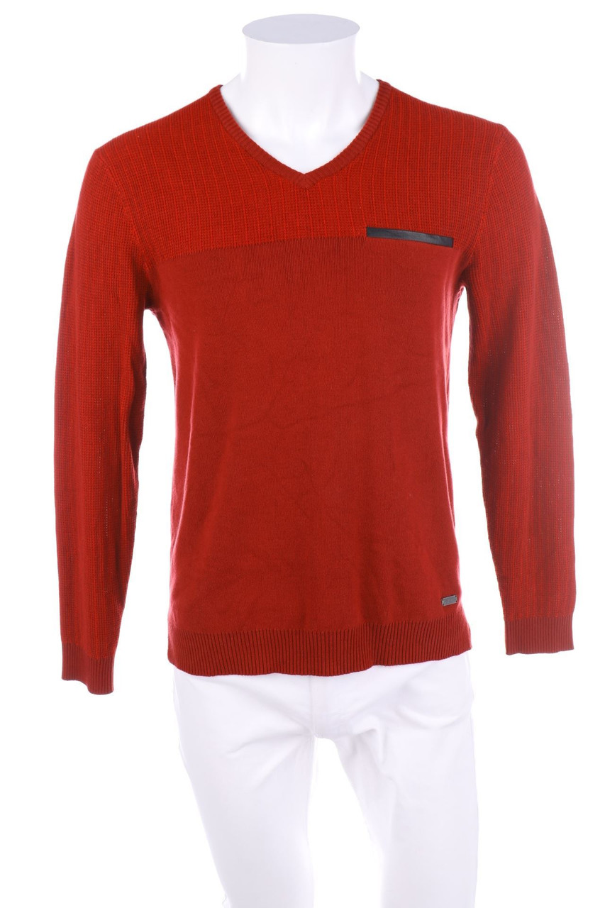 G by GUESS - Baumwoll-Strick-Pullover mit V-Neck - S