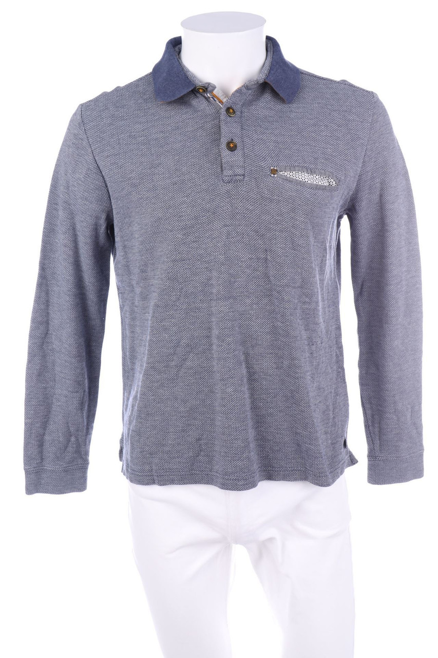 pierre cardin - Longsleeve-Poloshirt mit Zickzack-Muster - S
