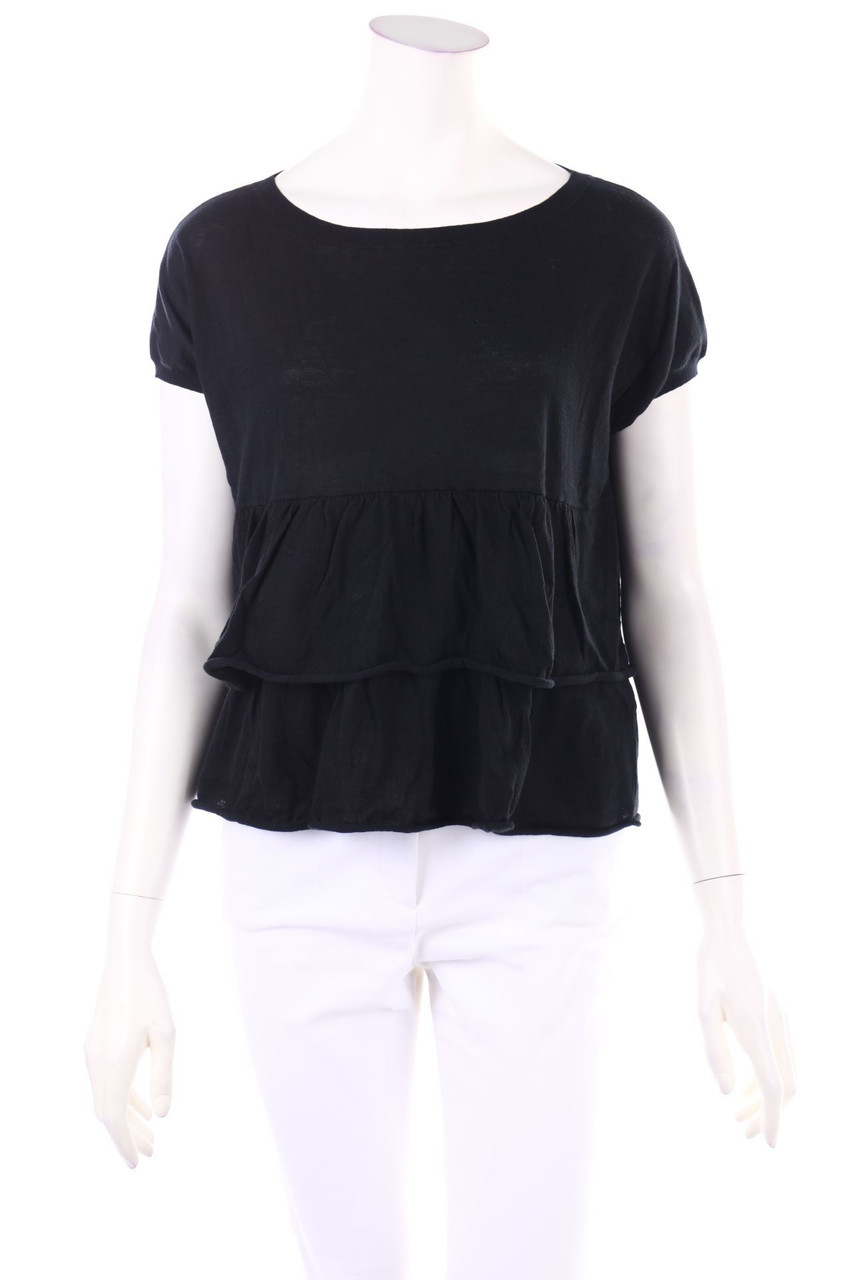 PAROSH - Peplum Shortsleeve-Shirt, Cotton - M