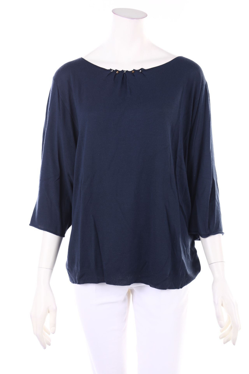 VIKLI D. - Batwing-Pullover mit Schmuckstein-Applikation - D 38