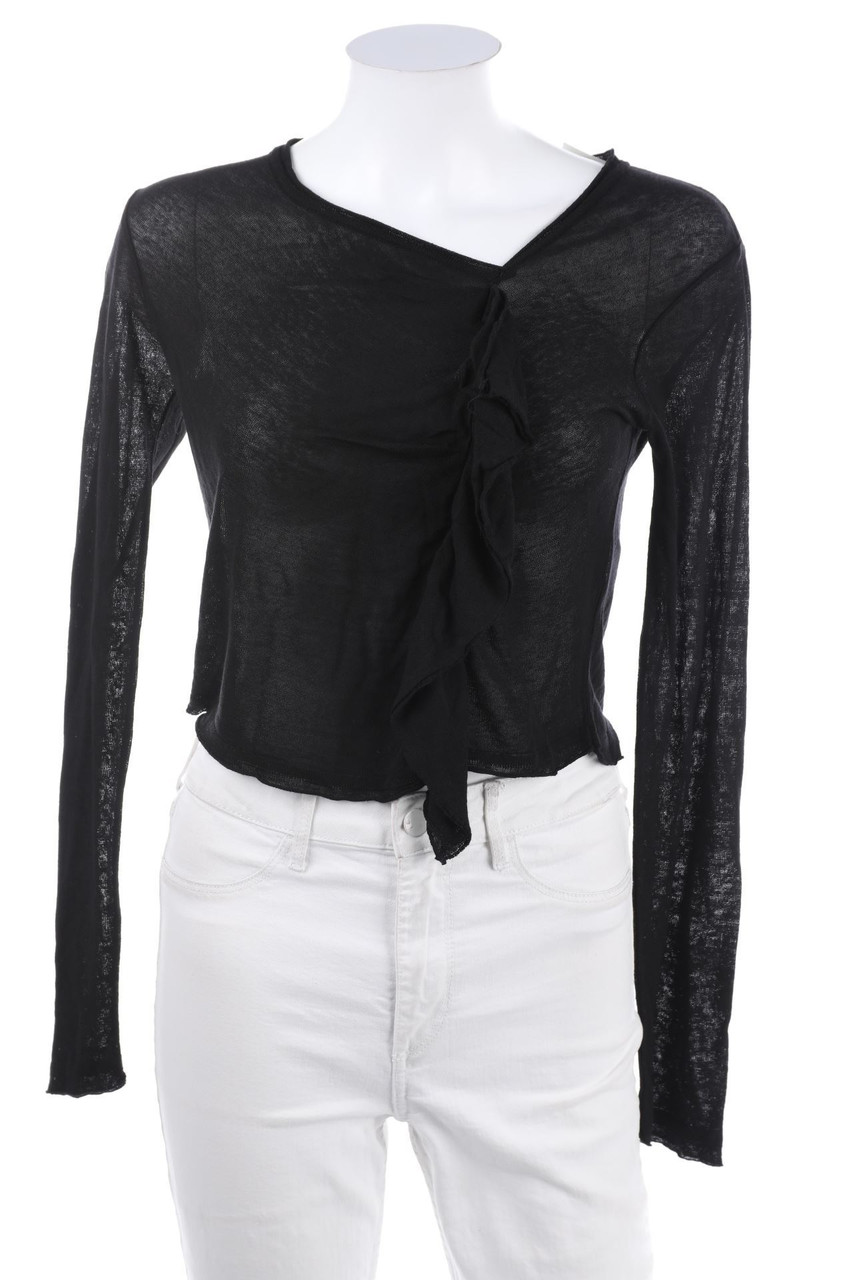 Doralice - Volants-Strick-Pullover mit Leinen - M