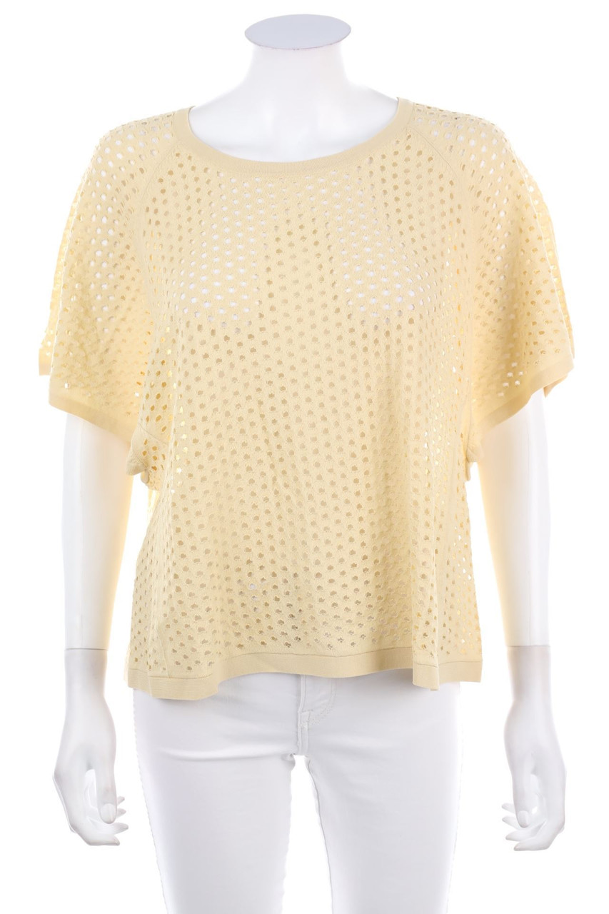 INTROPIA - Shortsleeve Pullover with Open Knit Details - XL