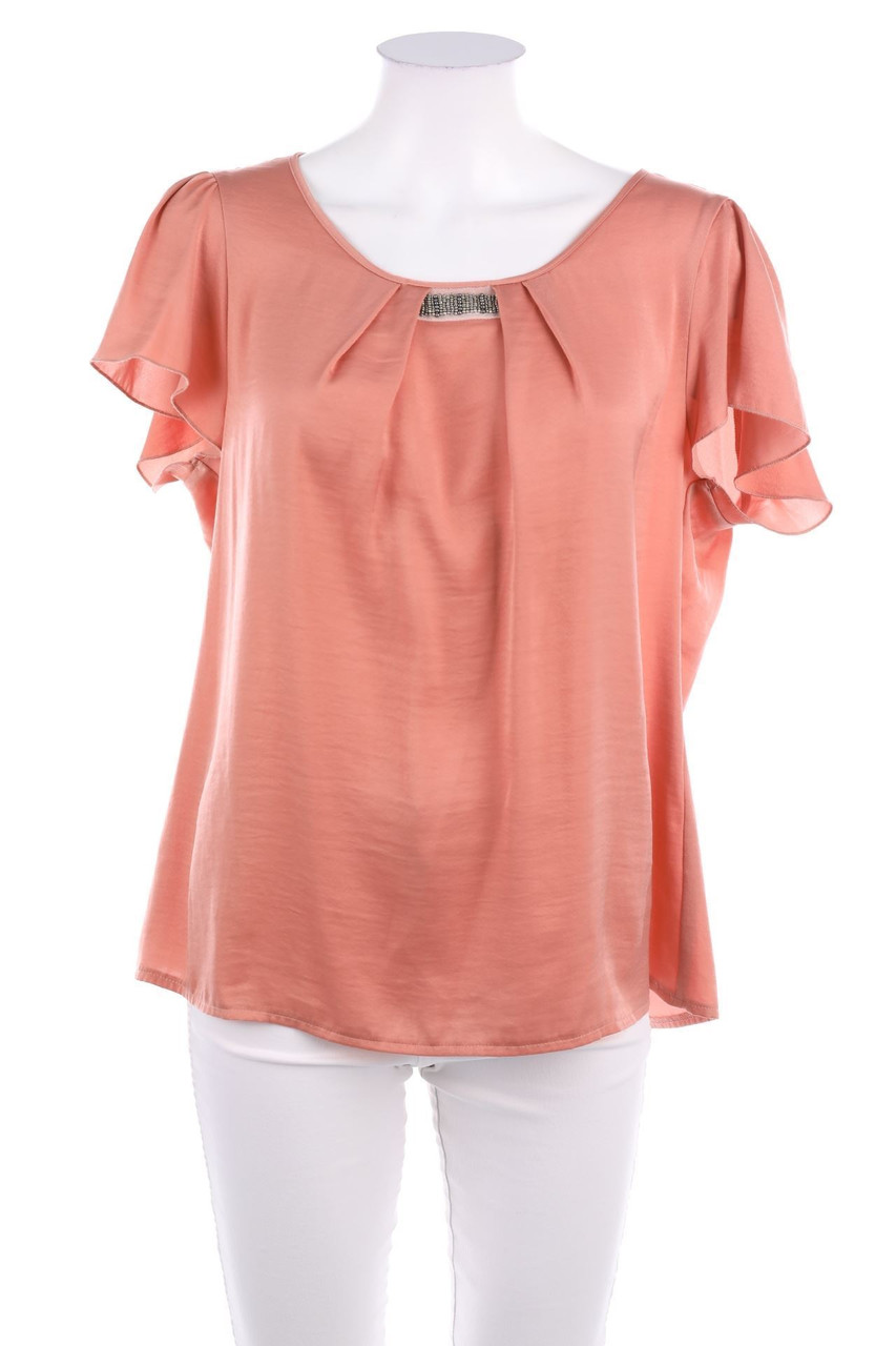 TAIFUN - Satin Shortsleeve Blouse with Pearls - XL