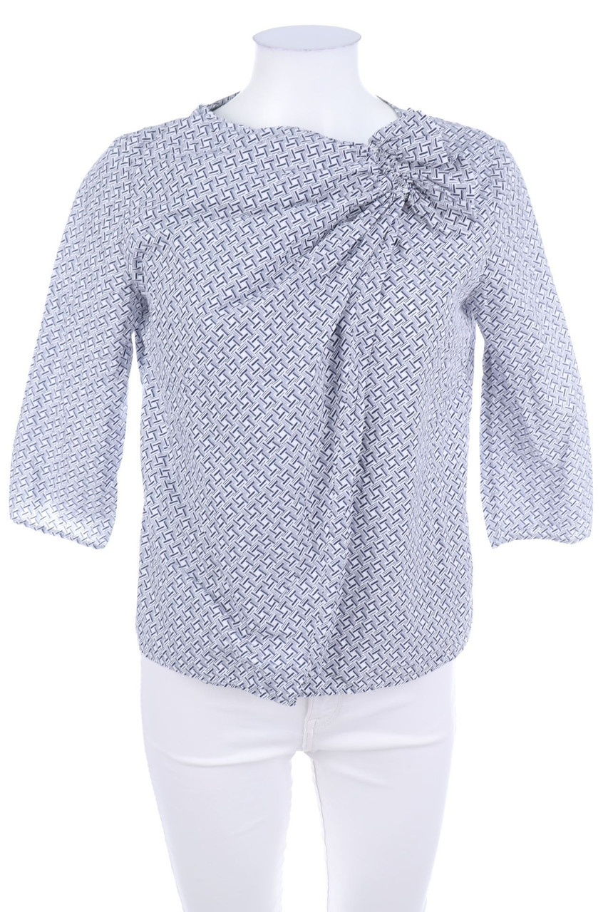 COS - Muster-Bluse mit 3/4-Ärmel in Wickel-Optik - D 36