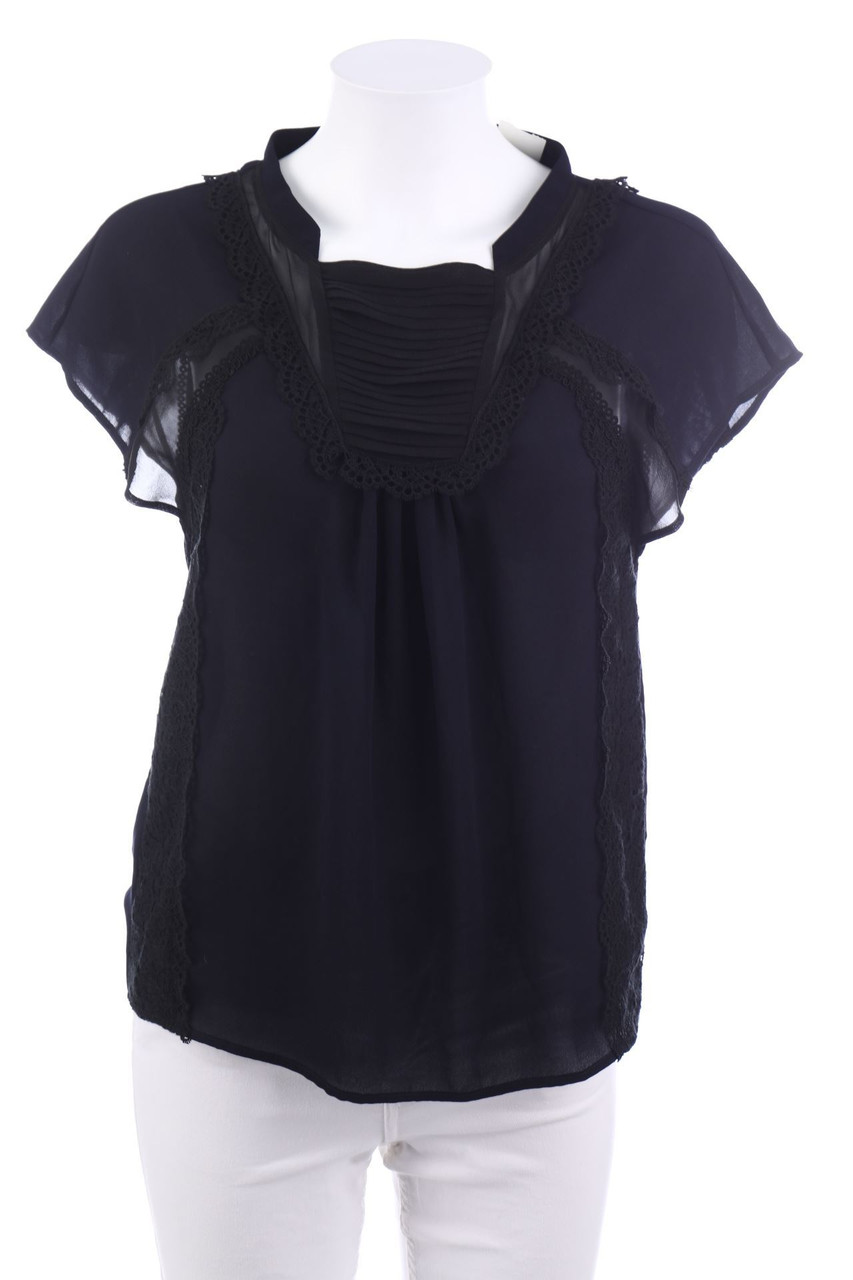 MARC CAIN - Kurzarm-Bluse mit Seiden-Details - D 34