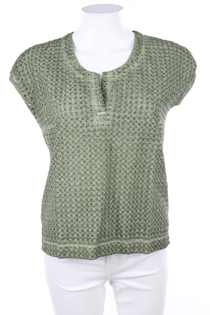 roberto collina - Kurzarm-Shirt aus Lochspitze - S