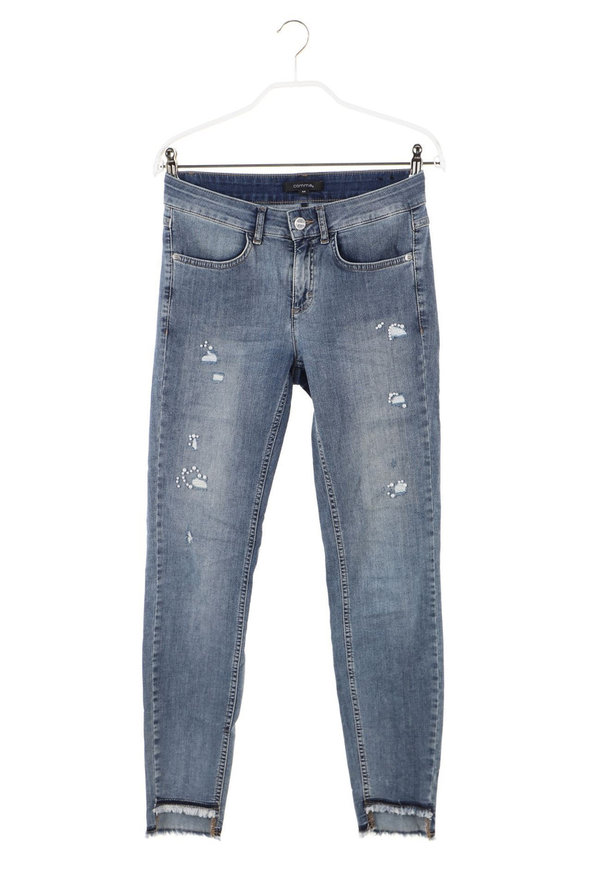 comma - Destroyed Skinny-Jeans mit Perlen - D 34