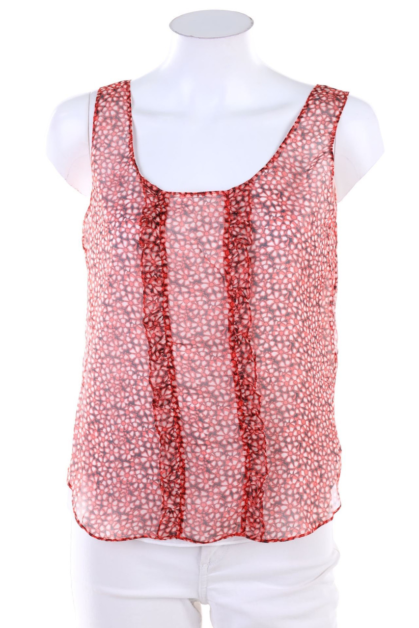 gio moretti - Blouse Top made of Silk with Frills - D 34