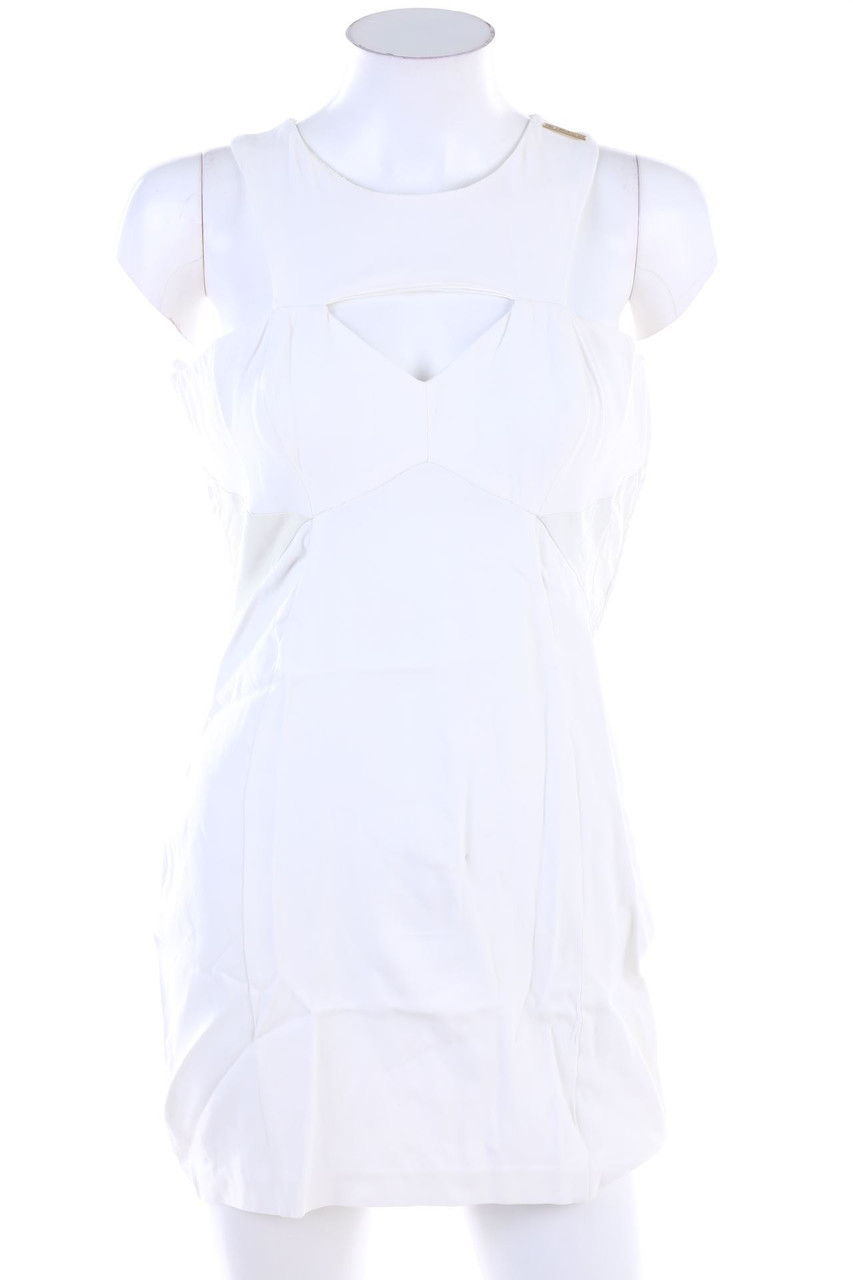 ELISABETTA FRANCHI - Sheath Dress with Faux Leather Details - S