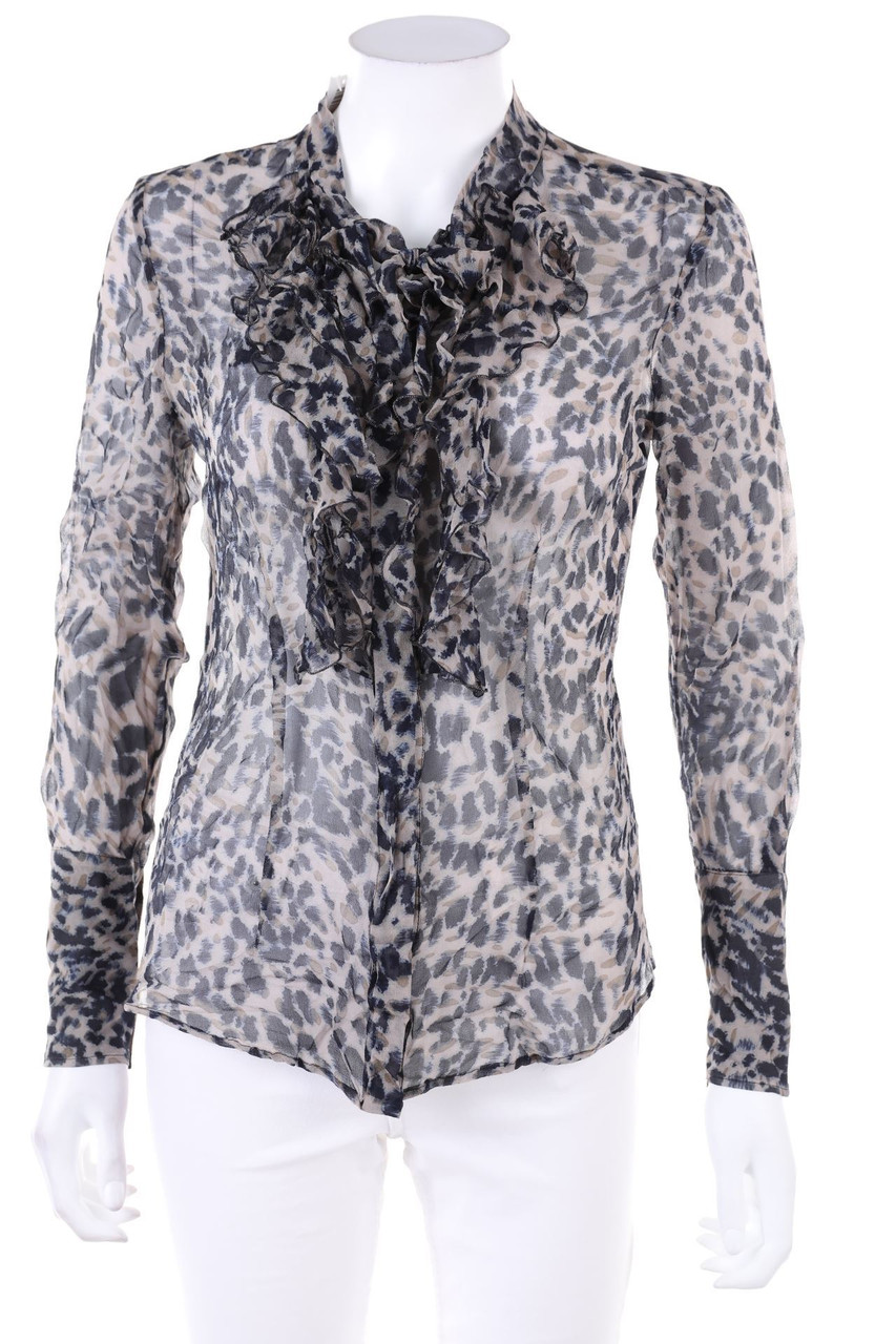 SEVENTY - Rüschen-Bluse mit Print - D 36