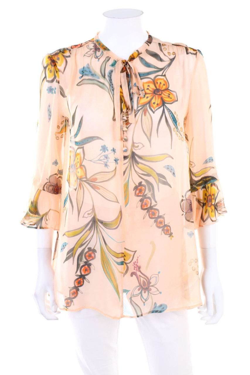 MAX&Co. - Schluppen-Bluse mit Blumen-Print - XL