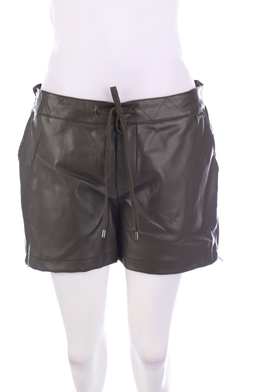 TWINSET - Faux Leather-Shorts mit Logo-Applikation - M