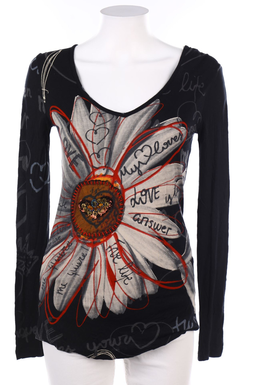 Desigual - Longsleeve-Shirt mit Blumen-Print - M