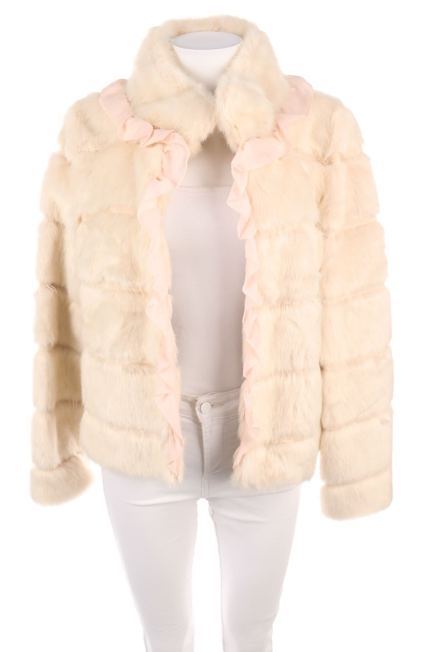 nenette - Faux Fur Jacket with Frills - D 38