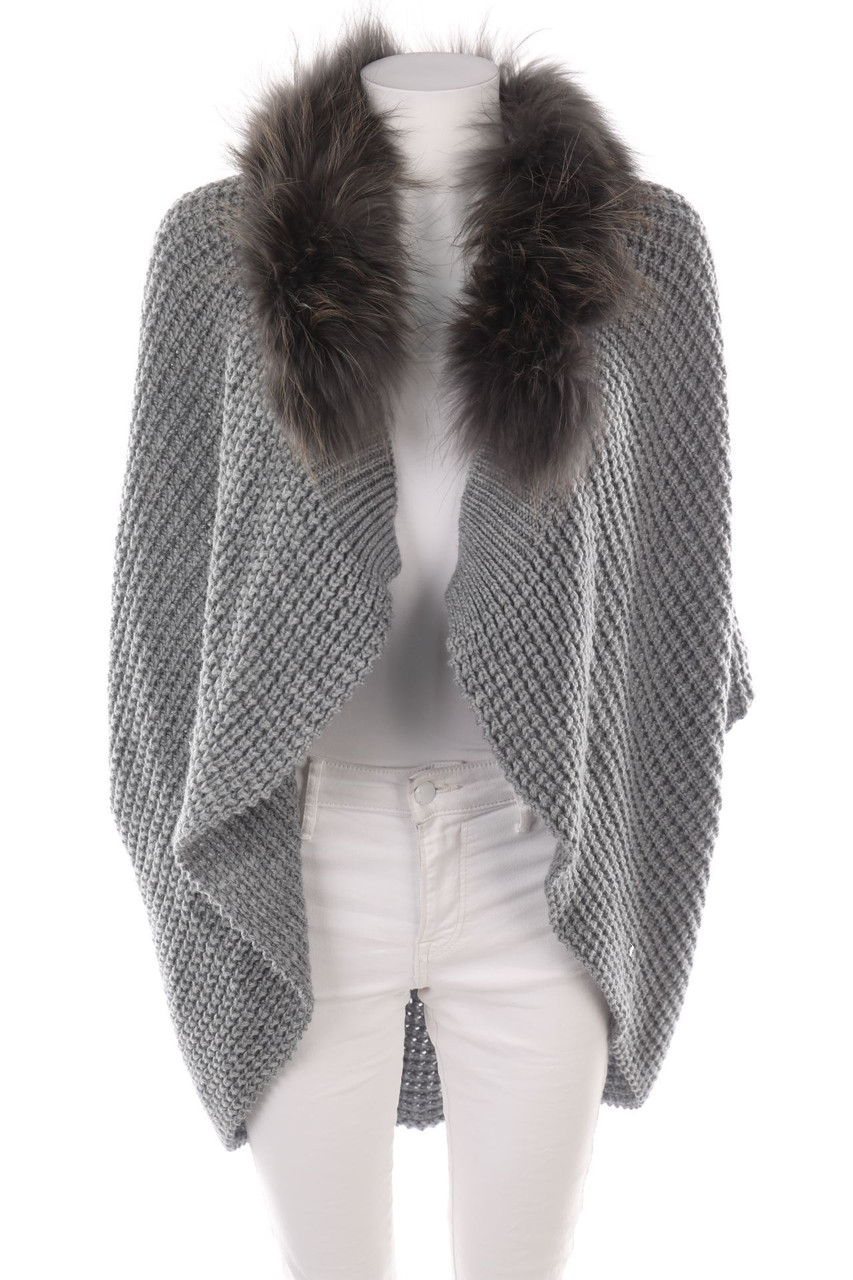 MILESTONE - Cardigan mit Echt-Pelz-Besatz - ONE SIZE