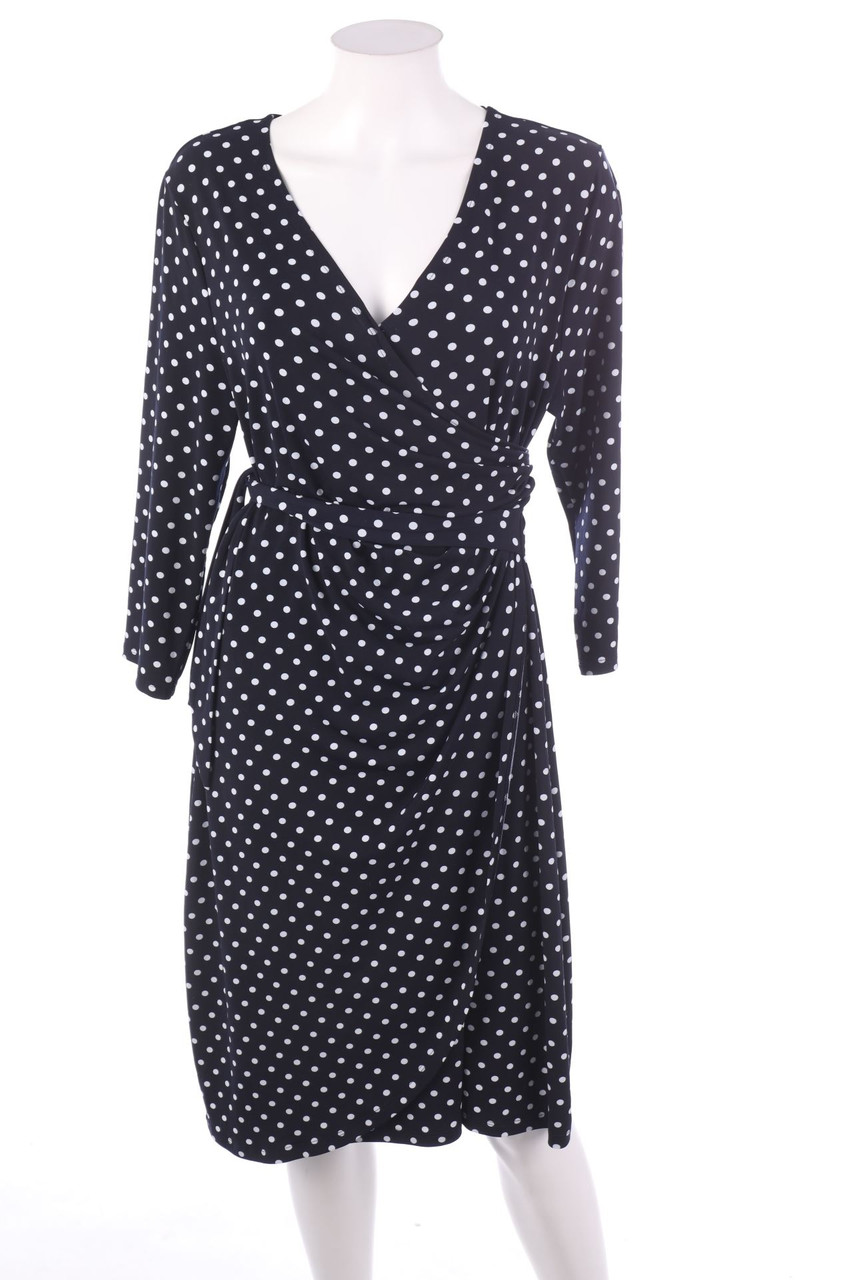 comma - Kleid in Wickel-Optik mit Punkten - 2XL