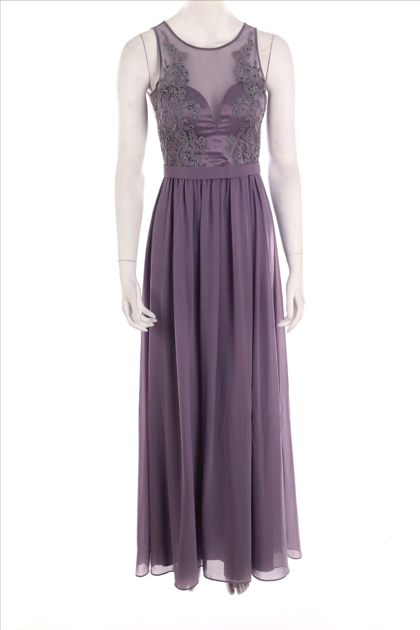 Vera Mont - Chiffon-Evening Gown with Mesh Insert - XS