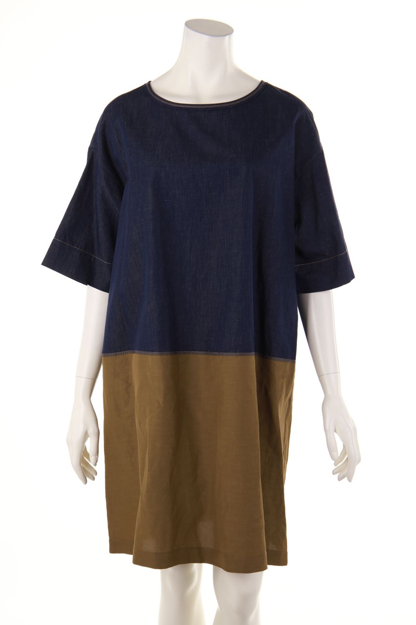 Mantu - Two Tone-Shortsleeve-dress, Linen-Blend - D 44