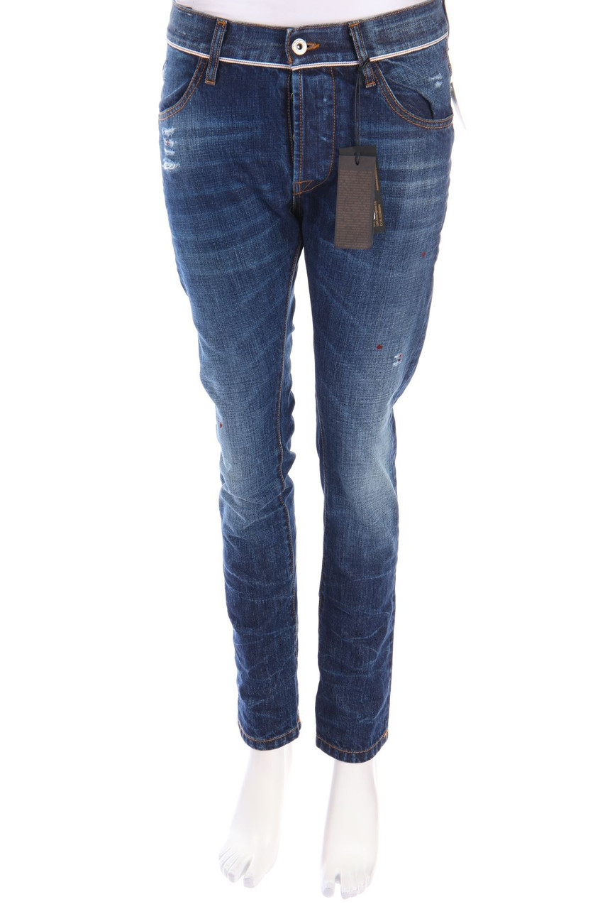 MAURIZIO MASSIMINO - Destroyed Straight Cut Jeans mit Logo-Applikation - D 40