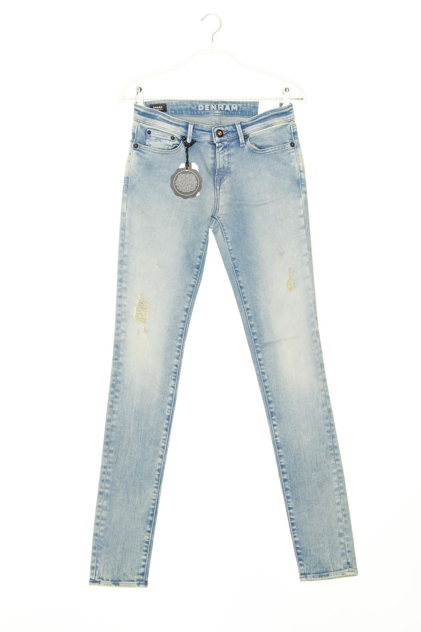 DENHAM - Distressed Skinny-Jeans with Logo Patch - W26