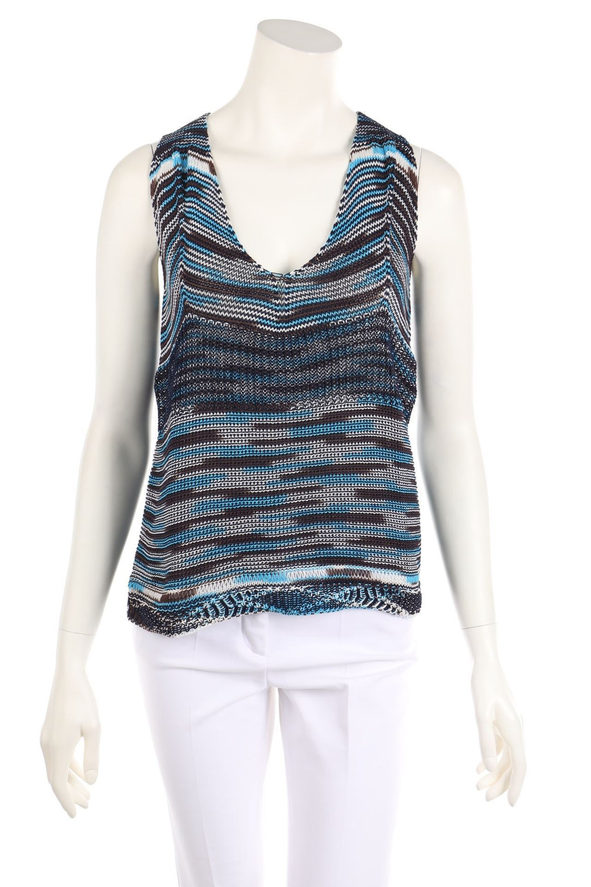 LAMBERTO LOSANI - Knitted Top With V-Neck with Deep Plunge Neckline - S