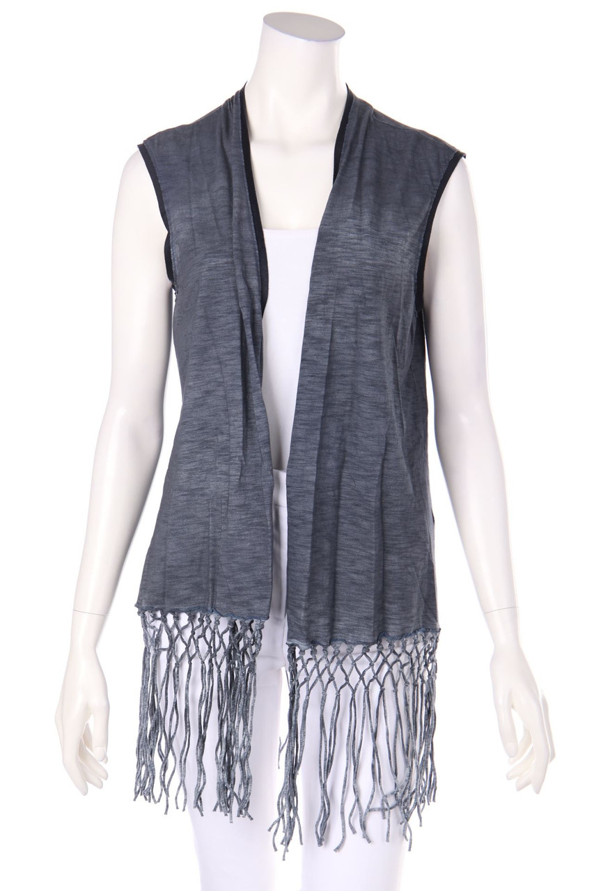 ELIE TAHARI - Jersey Gilet with Fringes - M