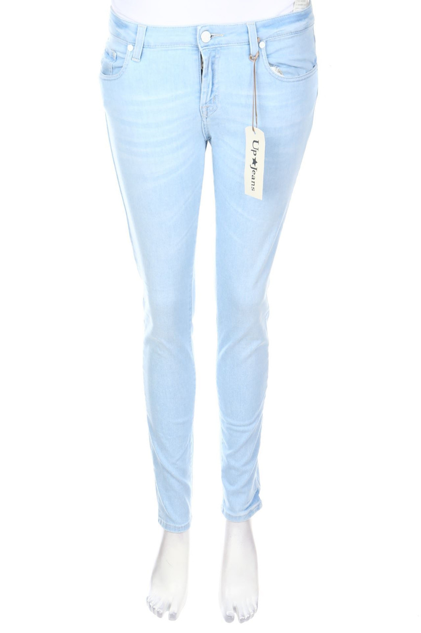 Up Jeans superstar - Used Look Skinny Jeans with Logo Patch - W30