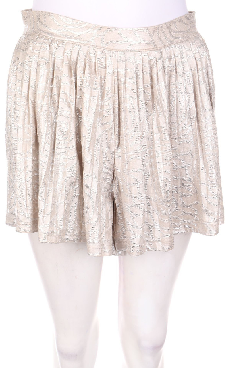 TRASH & LUXURY - Plissee-Shorts mit Metallic-Effekt - L