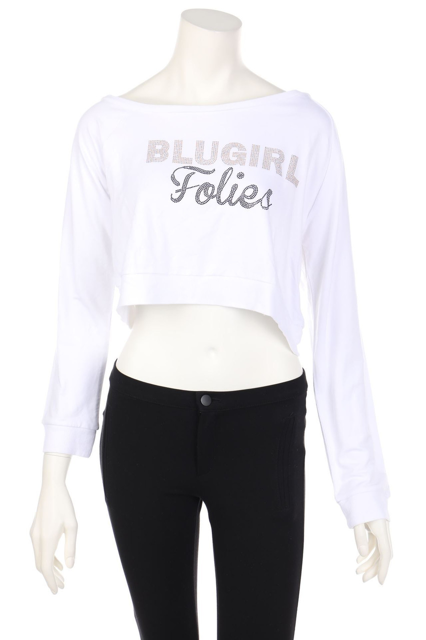 BLUGIRL Folies - Cropped-Sweatshirt with Rhinestone Logo - D 40