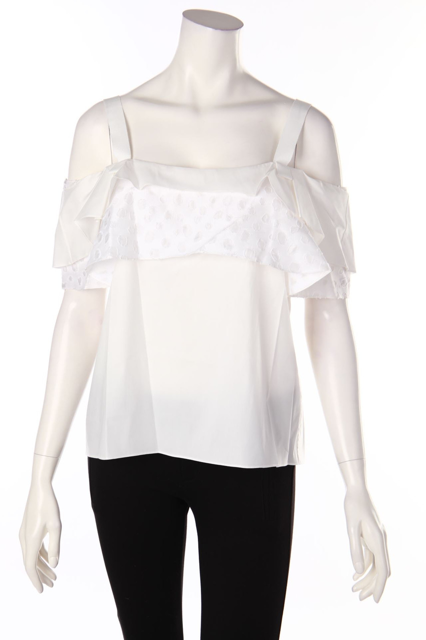 MAIYET - Carmen-Bluse aus Seiden-Mischung mit Volants - M