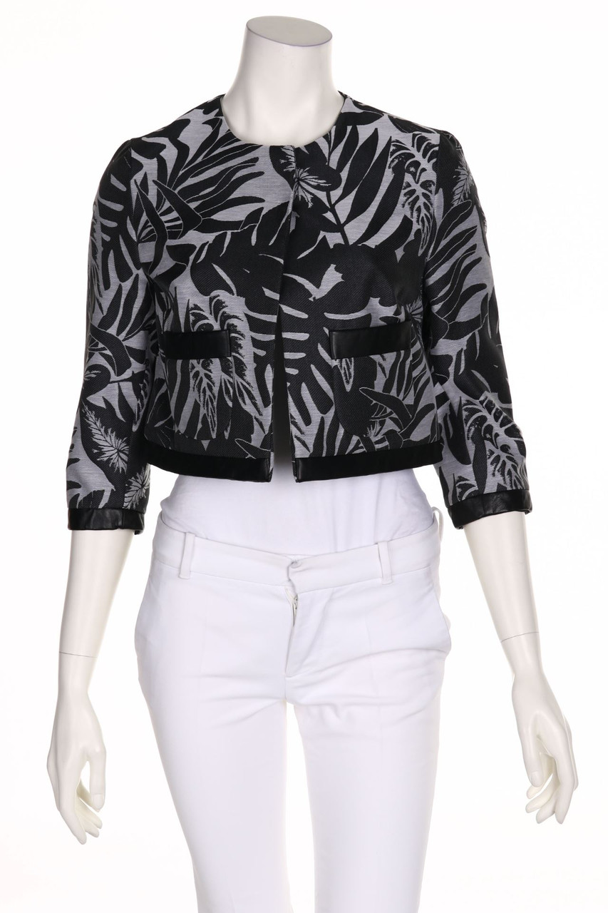 N°8 - Cropped Jacket with Faux Leather Details - D 34