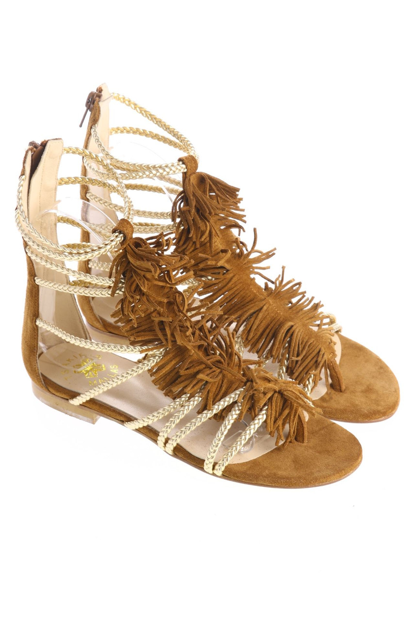 TSAKIRIS MALLAS - Veloursleder-Sandalen mit Fransen