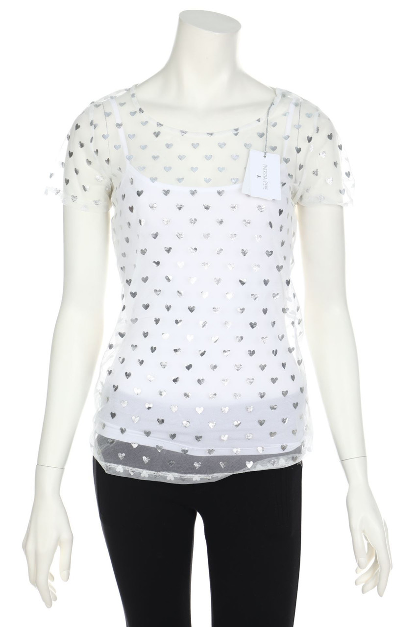 PATRIZIA PEPE - Shortsleeve Blouse, Mesh, Layer Look - S