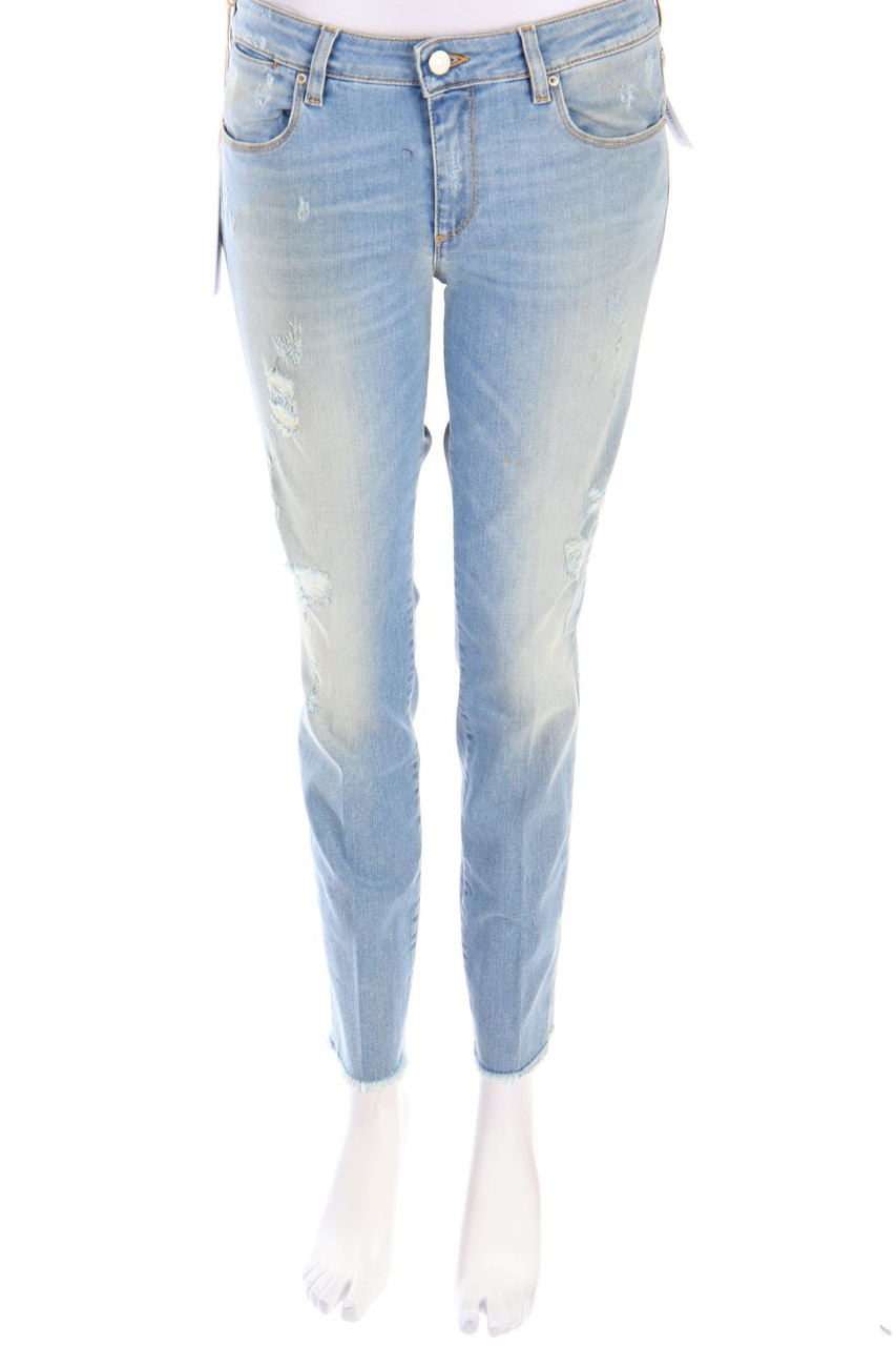 MAURO GRIFONI - Destroyed, Skinny-Jeans with Logo Application - W28