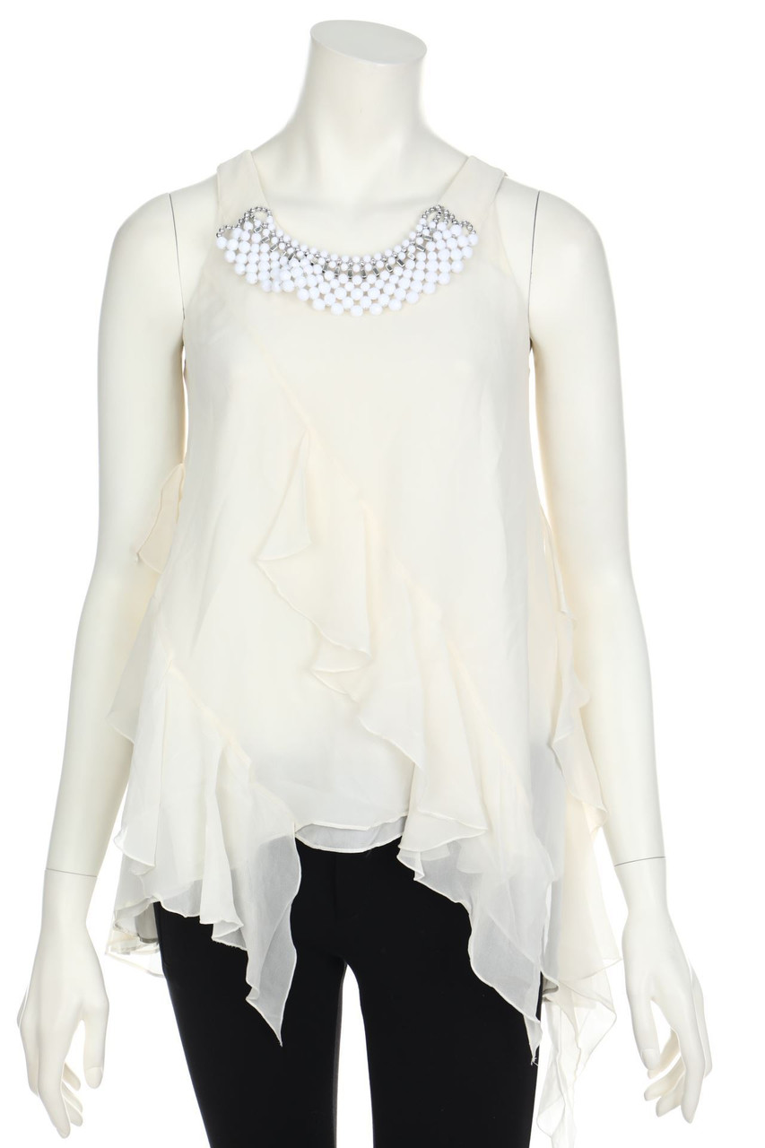 PRETTY YOU - Seiden-Bluse mit Volants - M