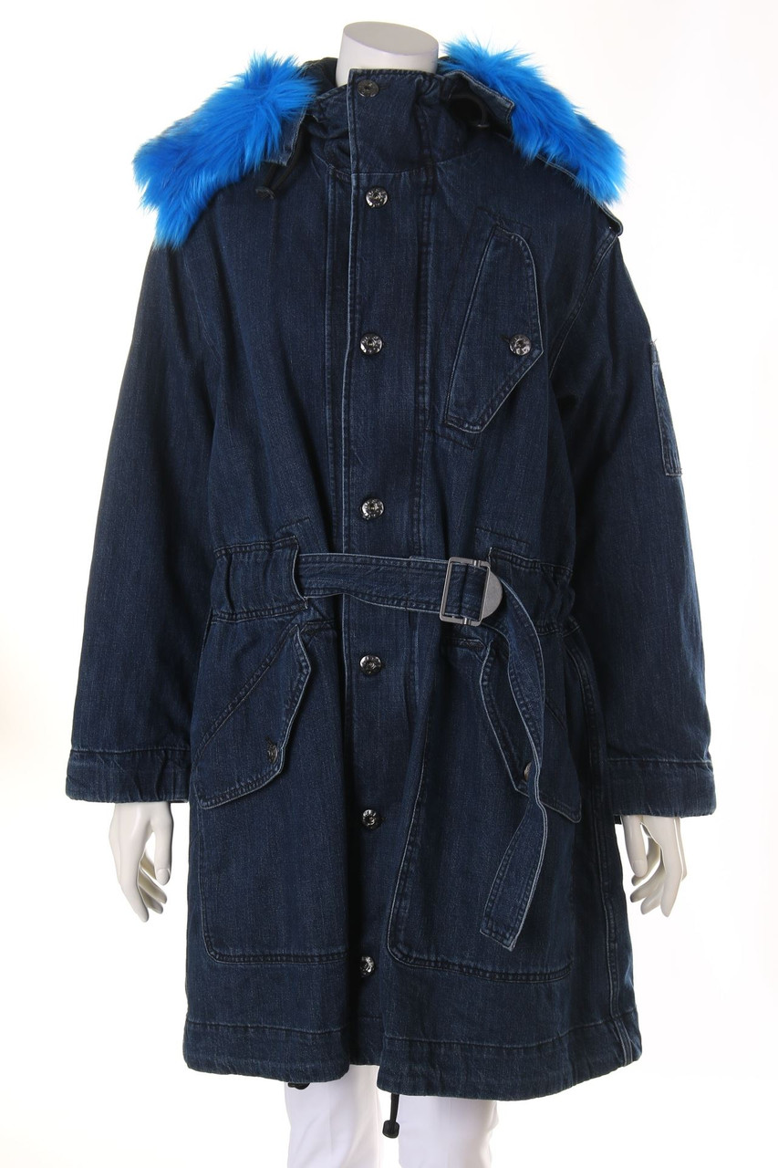 DIESEL - Denim Coat with Faux-Fur Trim - S