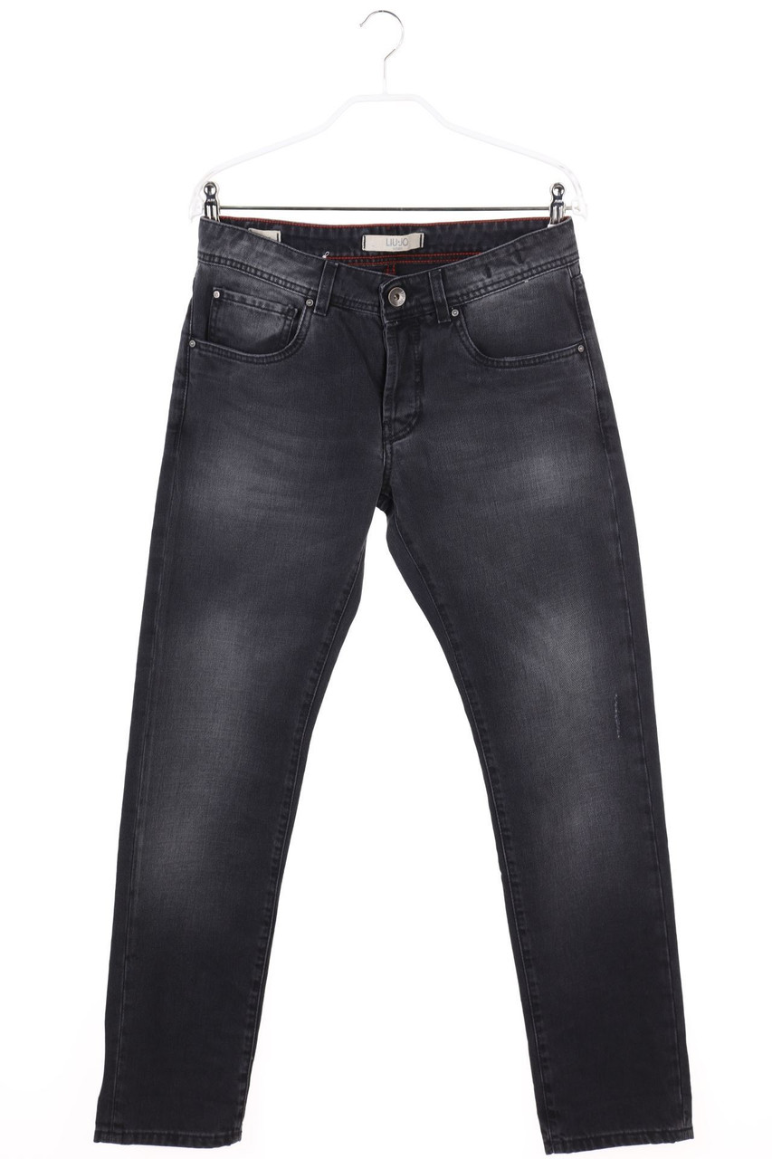 LIU JO - Destroyed Straight Cut Jeans mit Logo-Applikation - W31