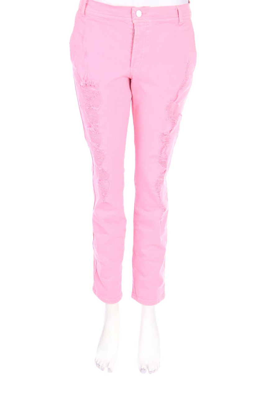 ICEBERG - Destroyed Straight Cut Jeans mit Logo-Applikation - D 38