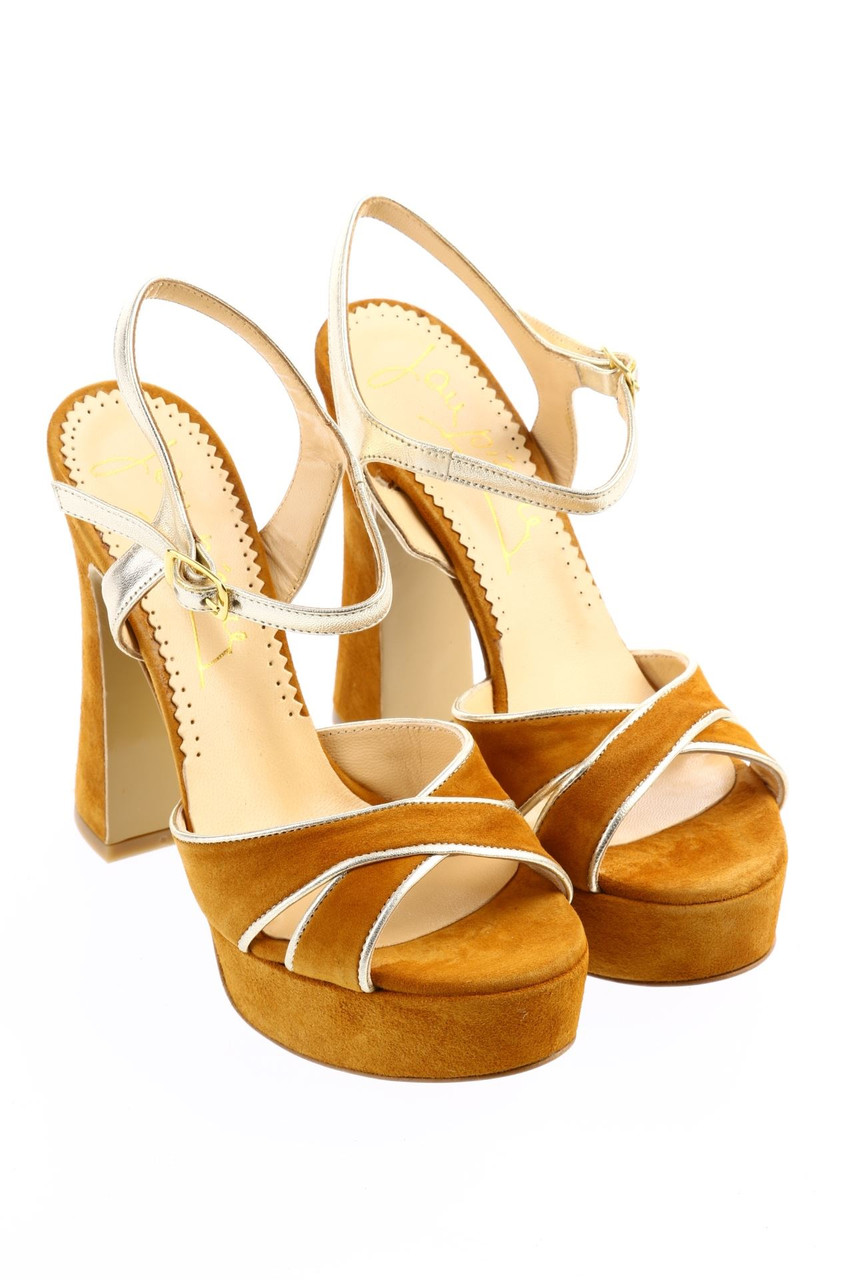 Jan Pierre - Wildleder-Sandaletten mit Metallic-Effekt