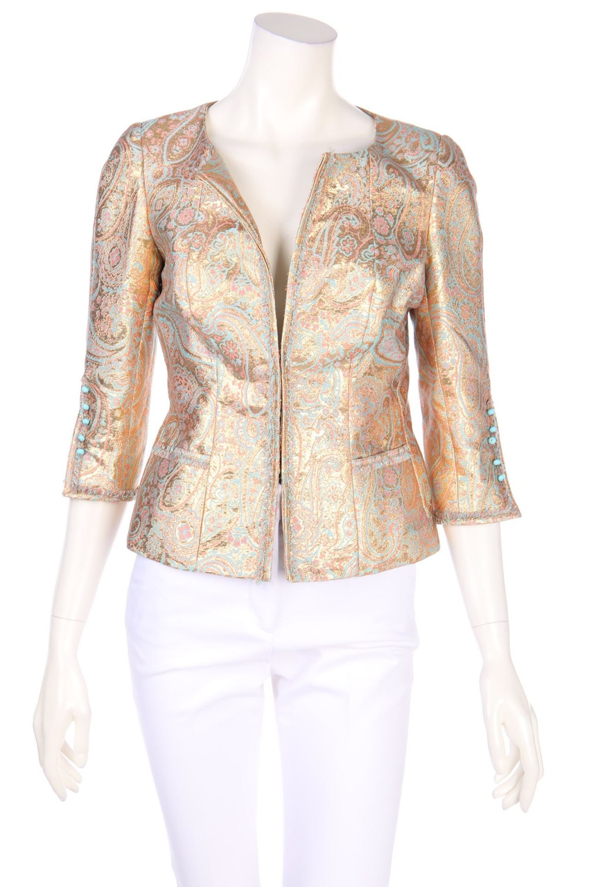 VERONIK ALEXANDRE - Metallic Blazer Jacket with Paisley Print - D 38