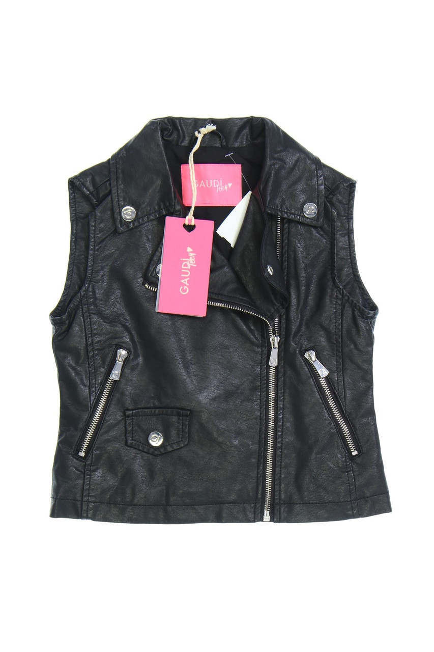 GAUDÌ TEEN - Faux Leather-gilet with Asymmetrical Cut - 128