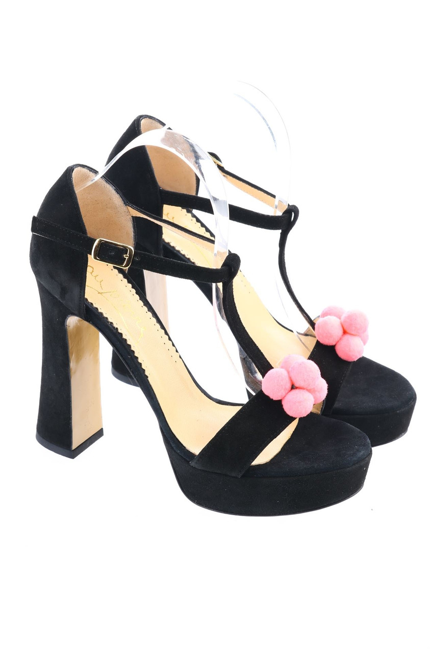 Jan Pierre - Wildleder-Sandaletten mit Applikationen