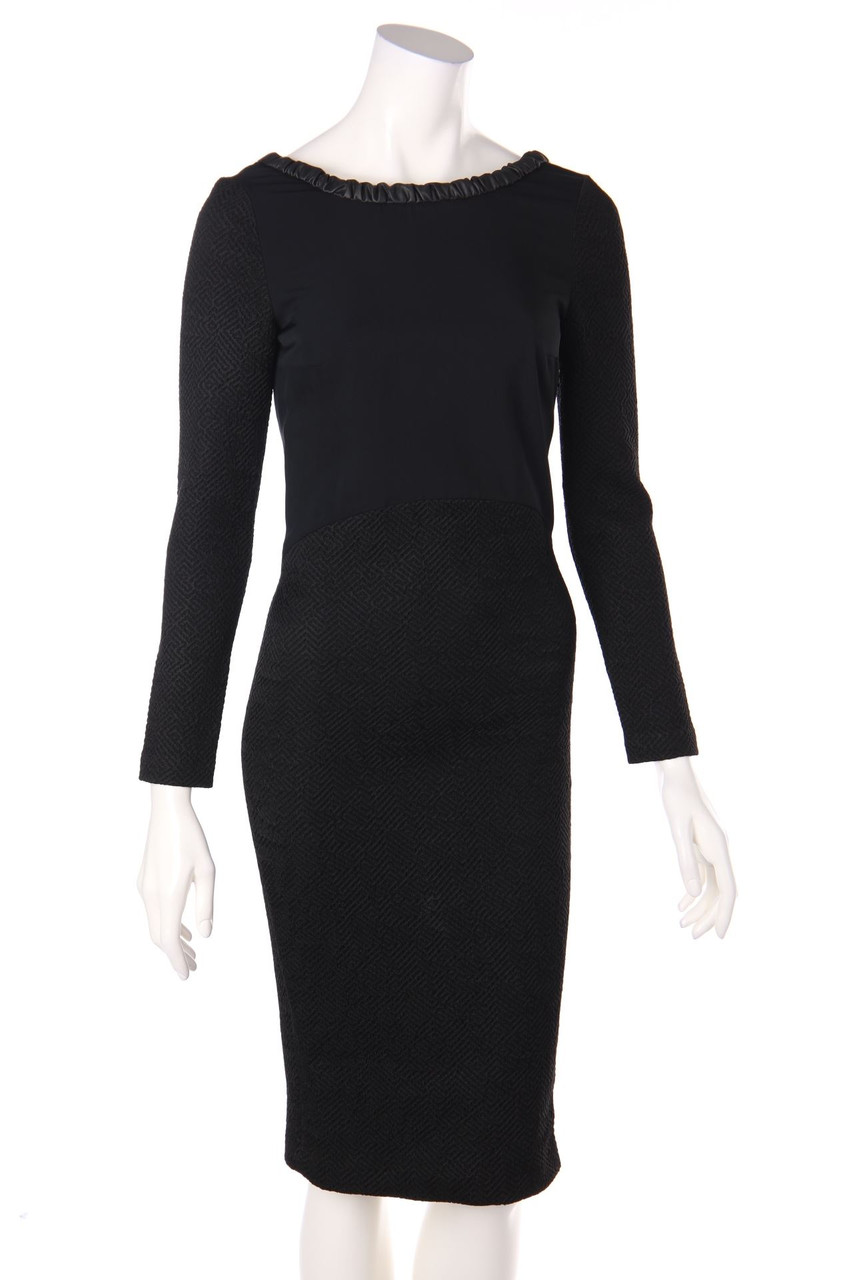 maje - Abendkleid mit Kunstleder-Details - D 36