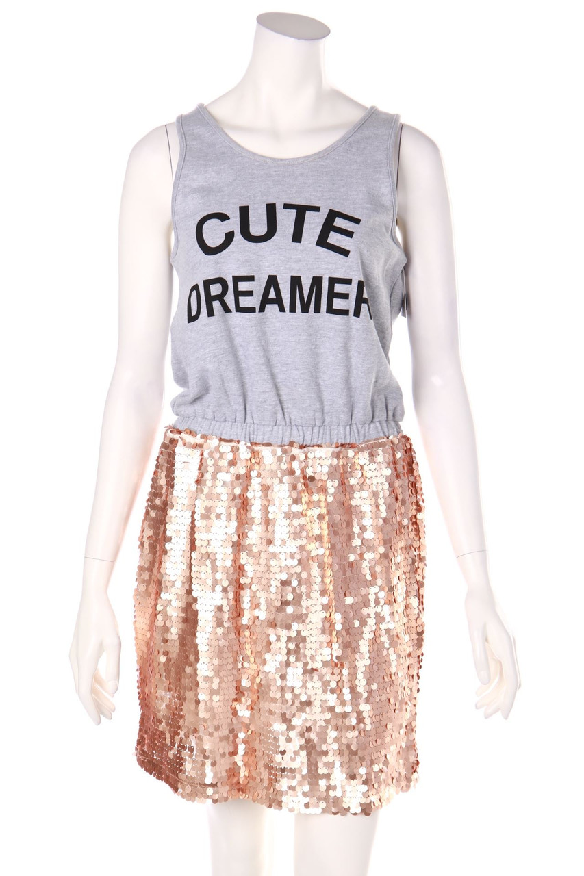 LE VOLIÈRE - Dress with Sequins with Print - M