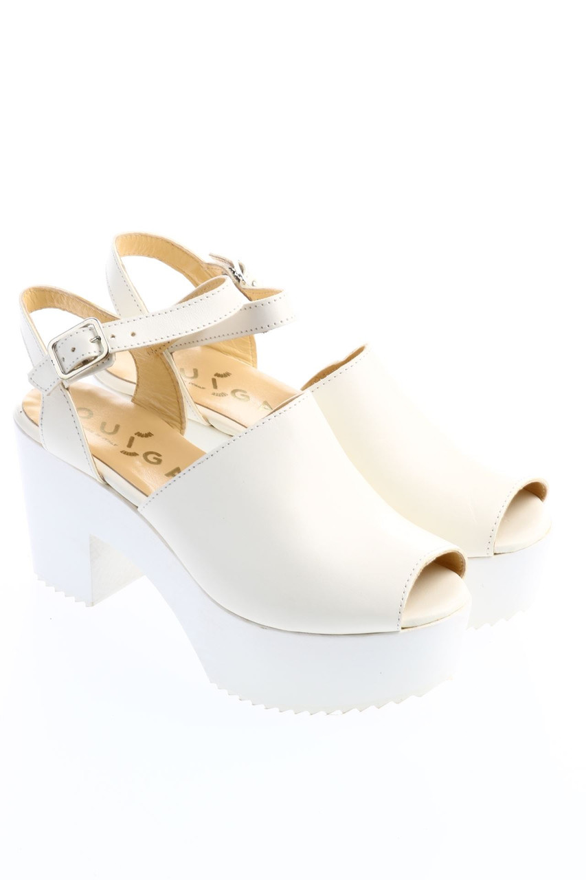 OUIGAL - Plateau-Peeptoe-Pumps aus Leder