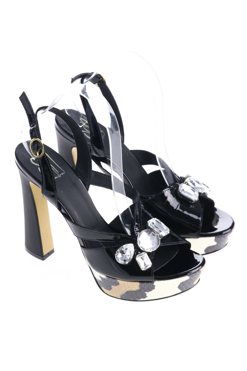 SGN GIANCARLO PAOLI - Patent-high heel sandals with Jewelry Stones
