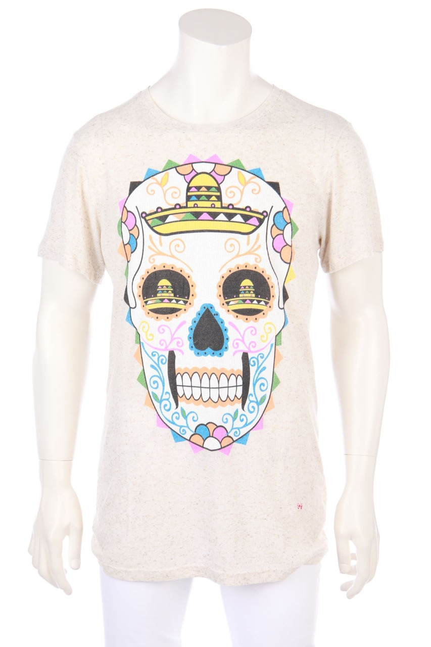 (+)people - T-Shirt mit Leinen mit Print - XS