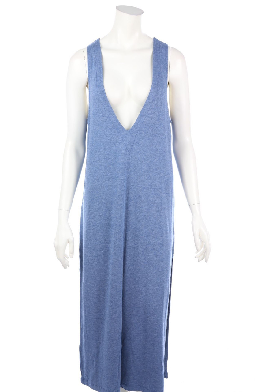 LNA - Sweat-Maxi Dress with Deep Plunge Neckline - M