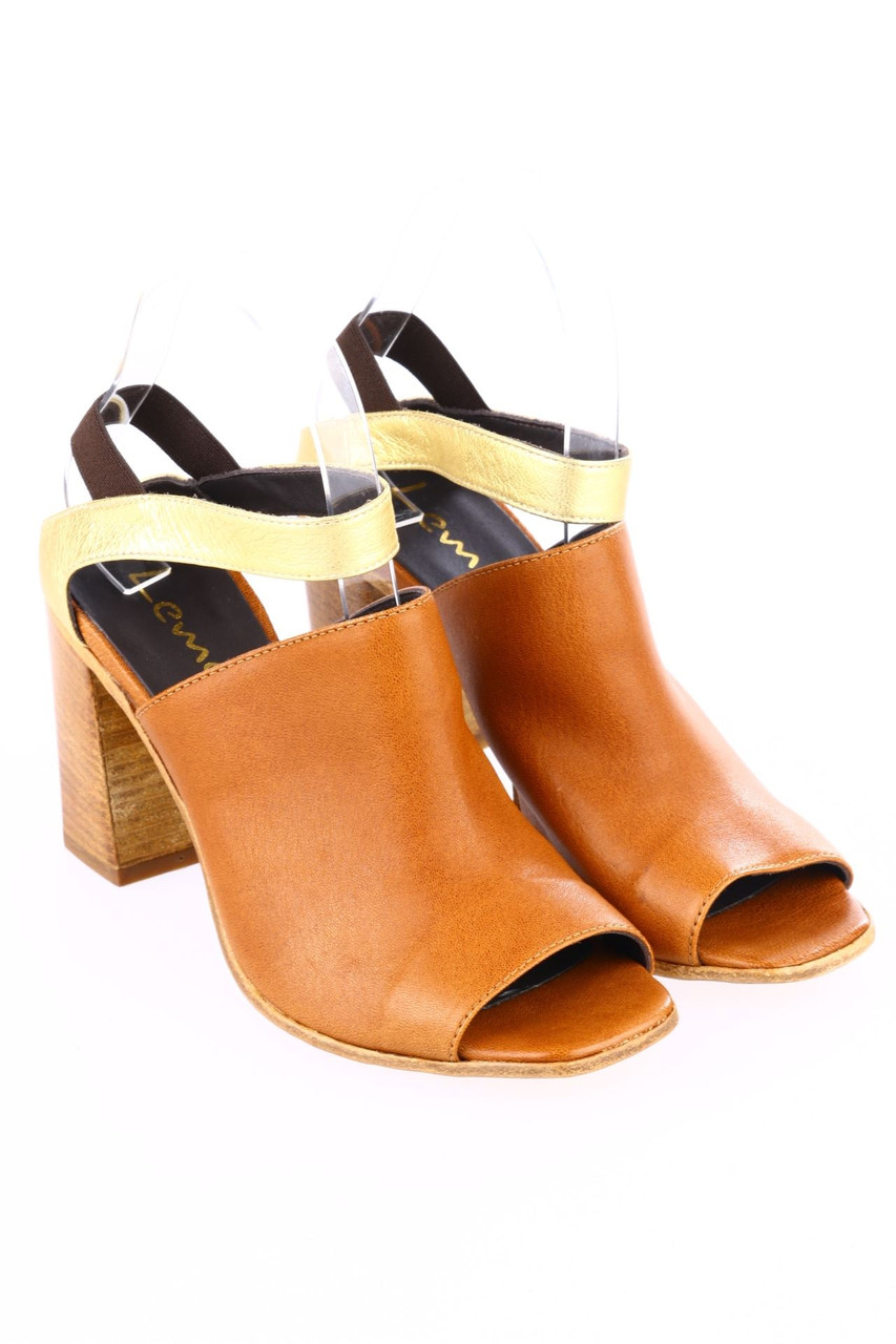 Lemaré - Echt-Leder-Sandaletten mit Metallic-Effekt